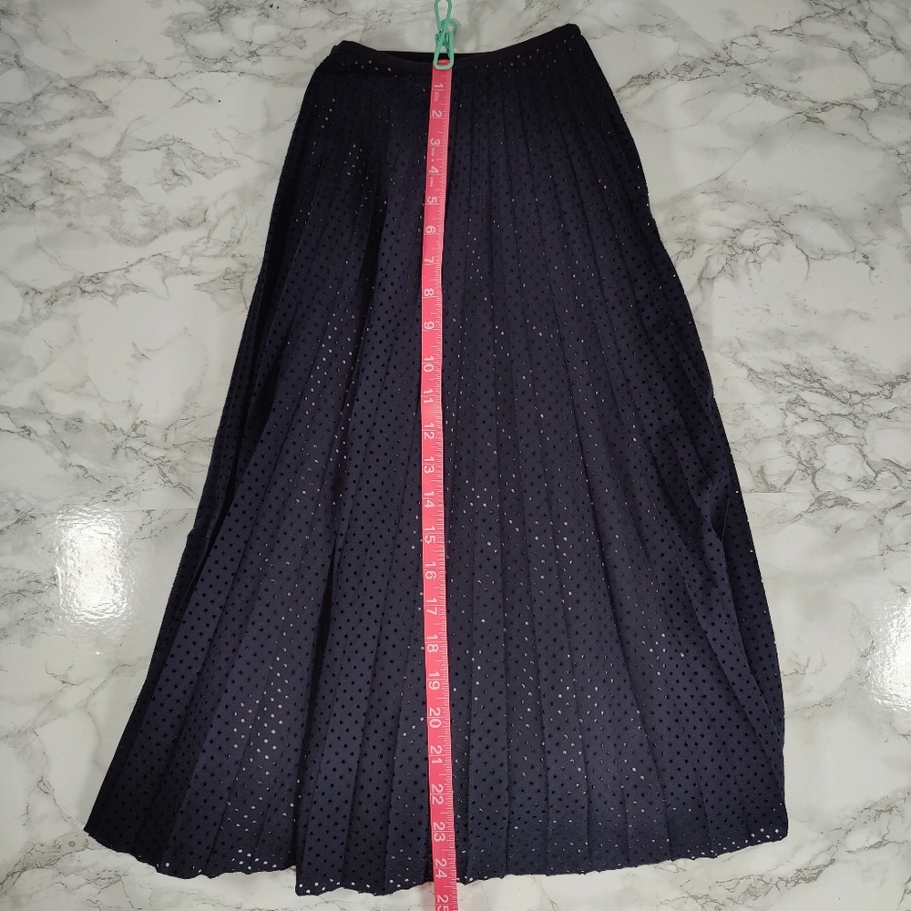 Akris Punto Navy A Line Accordion Pleat Skirt Size 12 - Picture 6 of 8